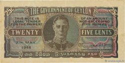 25 Cents CEYLON  1946 P.044b