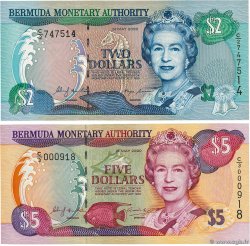 2 et 5 Dollars Lot BERMUDAS  2000 P.50a et P.51a fST