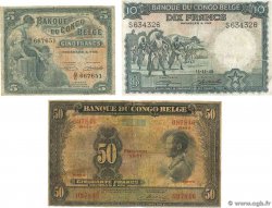 5, 10 et 50 Francs Lot BELGIAN CONGO  1948 P.13B, P.14E et P.16i G