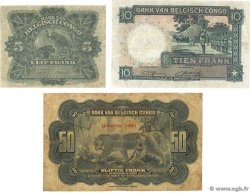 5, 10 et 50 Francs Lot BELGIAN CONGO  1948 P.13B, P.14E et P.16i G