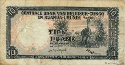 10 Francs BELGIAN CONGO  1958 P.30b F