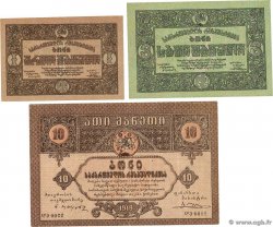 1, 3 et 10 Roubles Lot GEORGIEN  1919 P.07, P.08 et P.10 fVZ