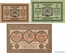 1, 3 et 10 Roubles Lot GEORGIEN  1919 P.07, P.08 et P.10 fVZ