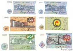 5, 10, 100, 500 et 1000 Zaïres Lot ZAIRE  1985 P.26, P.26A, P.27A, P.29b au P.31 UNC