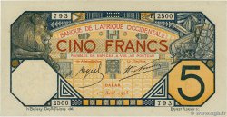 5 Francs DAKAR FRENCH WEST AFRICA Dakar 1925 P.05Bc