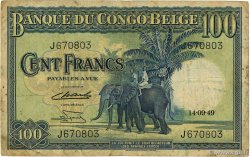 100 Francs BELGIAN CONGO  1949 P.17d F-