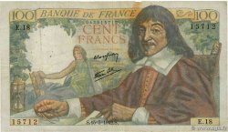 100 Francs DESCARTES FRANCE  1942 F.27.01