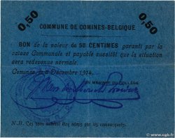 50 Centimes BELGIQUE Comines  1914 P.-- TB
