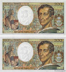 200 Francs MONTESQUIEU Consécutifs FRANCIA  1992 F.70.12b SC