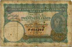 25 Cents MALAYA  1940 P.03 G