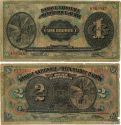 1 et 2 Gourdes Lot HAÏTI  1919 P.150a et P.151 pr.B