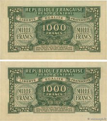 1000 Francs MARIANNE THOMAS DE LA RUE Consécutifs FRANCIA  1945 VF.13.02 BB