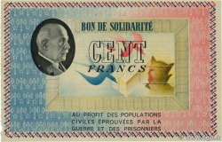 100 Francs BON DE SOLIDARITÉ FRANCE régionalisme et divers  1941 KL.10C1 SUP