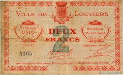 2 Francs FRANCE Regionalismus und verschiedenen Louviers 1916 JP.27-12 S