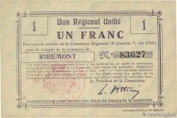 1 Franc FRANCE regionalism and various Ribemont 1914 JP.02-1940