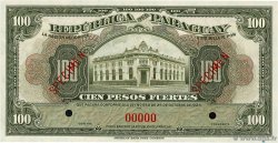 100 Pesos Fuertes Spécimen PARAGUAY  1923 P.168s UNC