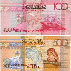 100 et 500 Rupees Lot SEYCHELLES  2011 P.44a UNC