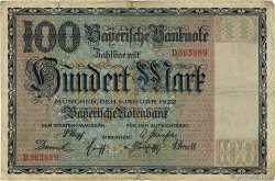 100 Mark DEUTSCHLAND Munich 1922 PS.0923