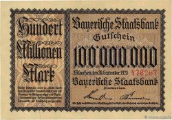 100 Millionen Mark ALLEMAGNE Münich 1923 