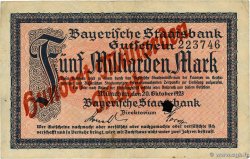 100 Milliarden Mark / 5 Milliarden Mark ALLEMAGNE Münich 1923 