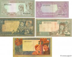 5 au 100 Rupiah Lot INDONESIA  1960 P.082 au P.086 BC a MBC