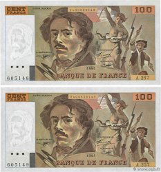 100 Francs DELACROIX 442-1 & 442-2 Consécutifs FRANKREICH  1995 F.69ter.02a