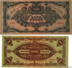 1000 et 10000 Pengö Lot UNGARN  1945 P.118b et P.119b SS to VZ