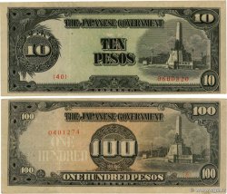 10 et 100 Pesos Lot PHILIPPINES  1944 P.111a et P.112a