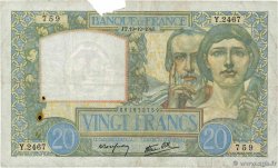 20 Francs TRAVAIL ET SCIENCE FRANKREICH  1940 F.12.11 fS