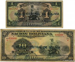 1 et 10 Bolivianos Lot BOLIVIE  1929 P.112 et P.114 B à TB