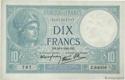 10 Francs MINERVE modifié FRANCIA  1941 F.07.28 q.SPL