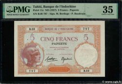 5 Francs TAHITI  1930 P.11c BB