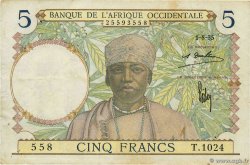 5 Francs FRENCH WEST AFRICA  1935 P.21 q.BB