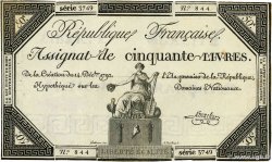 50 Livres FRANKREICH  1792 Ass.39a fVZ