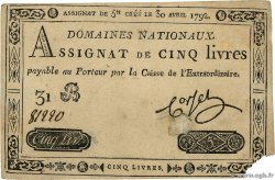 5 Livres Faux FRANCIA  1792 Ass.27f