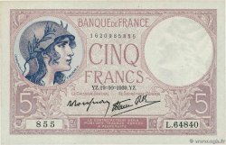 5 Francs FEMME CASQUÉE modifié FRANKREICH  1939 F.04.12 VZ