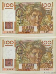 100 Francs JEUNE PAYSAN Lot FRANCE  1952 F.28.32 SPL