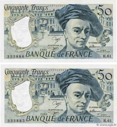 50 Francs QUENTIN DE LA TOUR Consécutifs FRANCIA  1990 F.67.16 SC+