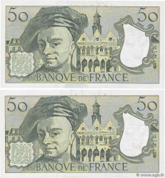 50 Francs QUENTIN DE LA TOUR Consécutifs FRANCIA  1990 F.67.16 q.FDC