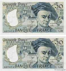 50 Francs QUENTIN DE LA TOUR Consécutifs FRANCE  1990 F.67.16