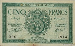 5 Francs ALGERIEN  1942 P.091 VZ