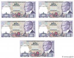 1000 Lira Lot TURKEY  1986 P.196 UNC-