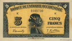 5 Francs FRENCH WEST AFRICA  1942 P.28a BB