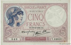 5 Francs FEMME CASQUÉE modifié FRANCIA  1939 F.04.12 EBC