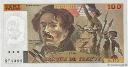 100 Francs DELACROIX imprimé en continu FRANKREICH  1990 F.69bis.02a fST+