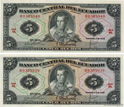 5 Sucres Consécutifs ECUADOR  1973 P.100d UNC