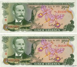 5 Colones Consécutifs COSTA RICA  1975 P.236c UNC-