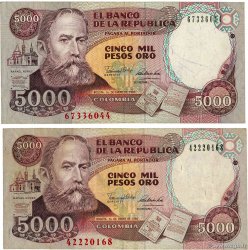 5000 Pesos Oro Lot COLOMBIE  1990 P.436 TB