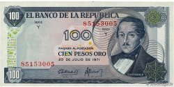 100 Pesos Oro COLOMBIA  1971 P.410c q.FDC