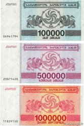 100000, 500000 et 1000000 Kuponi Lot GEORGIA  1994 P.48A, P.51 et P.52 UNC-